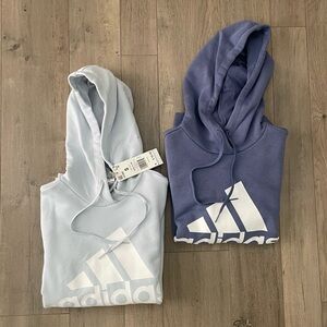 Bundle of 2 Blue Adidas Hoodies with Pouch Pockets